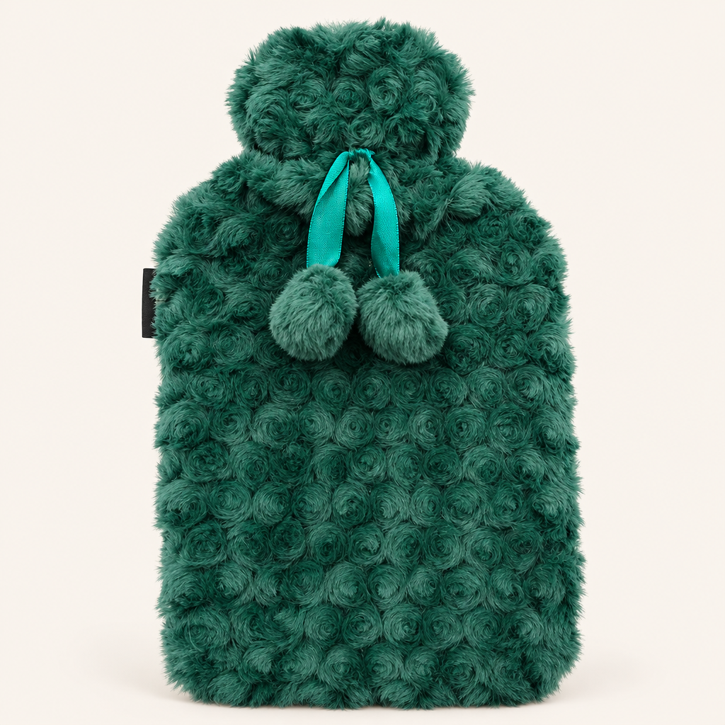 Bouillotte Sherpa Pompons Emeraude